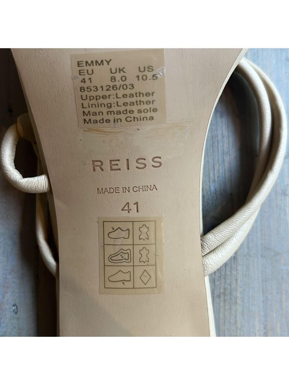 Reiss Emmy Leather Strappy Block Heels in Cream Size 41, 10.5 US - Picture 8 of 8